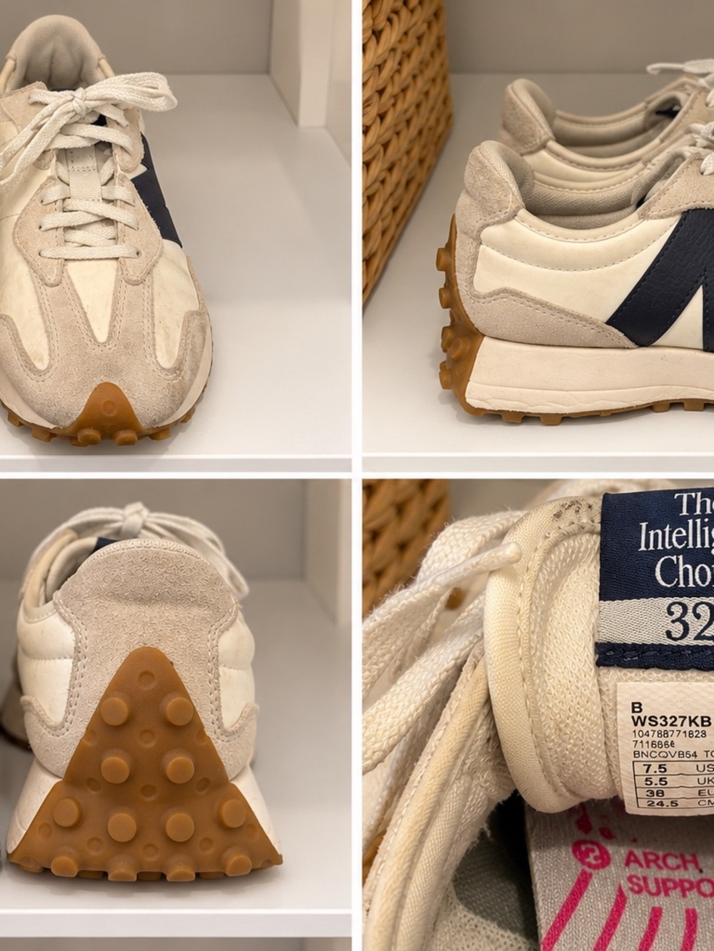 Wonen’s New Balance Beige and Navy Athletic Sneakers